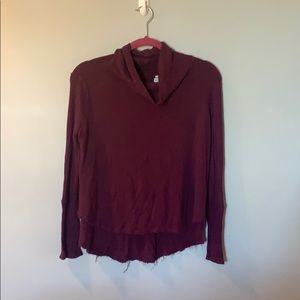 Waffle Knit burgundy cowlneck top
